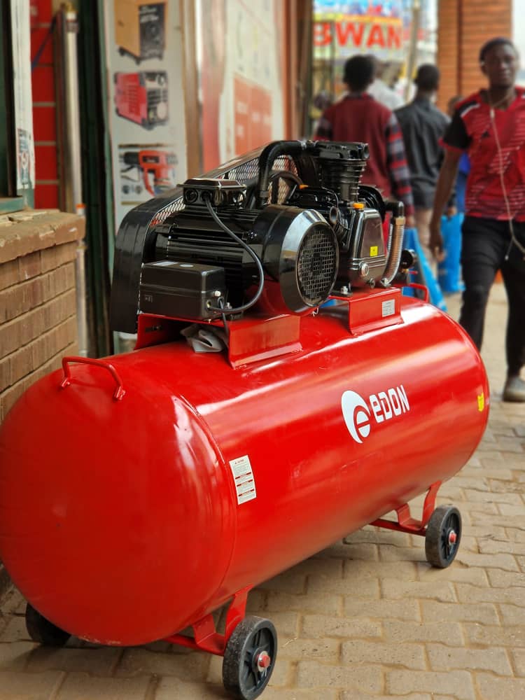 Air Compressor Portable Uganda. 50 Litres Air Compressor Portable Edon Brand 100% Copper Motor for Sale in Kampala Uganda. Machine World Uganda, Leading Air Compressors Company in Uganda: Supplier, Importer, Distributor, Assembler and Installer of Domestic and Industrial Air Compression Equipment in Kampala-Uganda, East Africa: Kigali-Rwanda, Nairobi-Mombasa-Kenya, Juba-South Sudan, DRC-Congo, Tanzania. Machinery Uganda