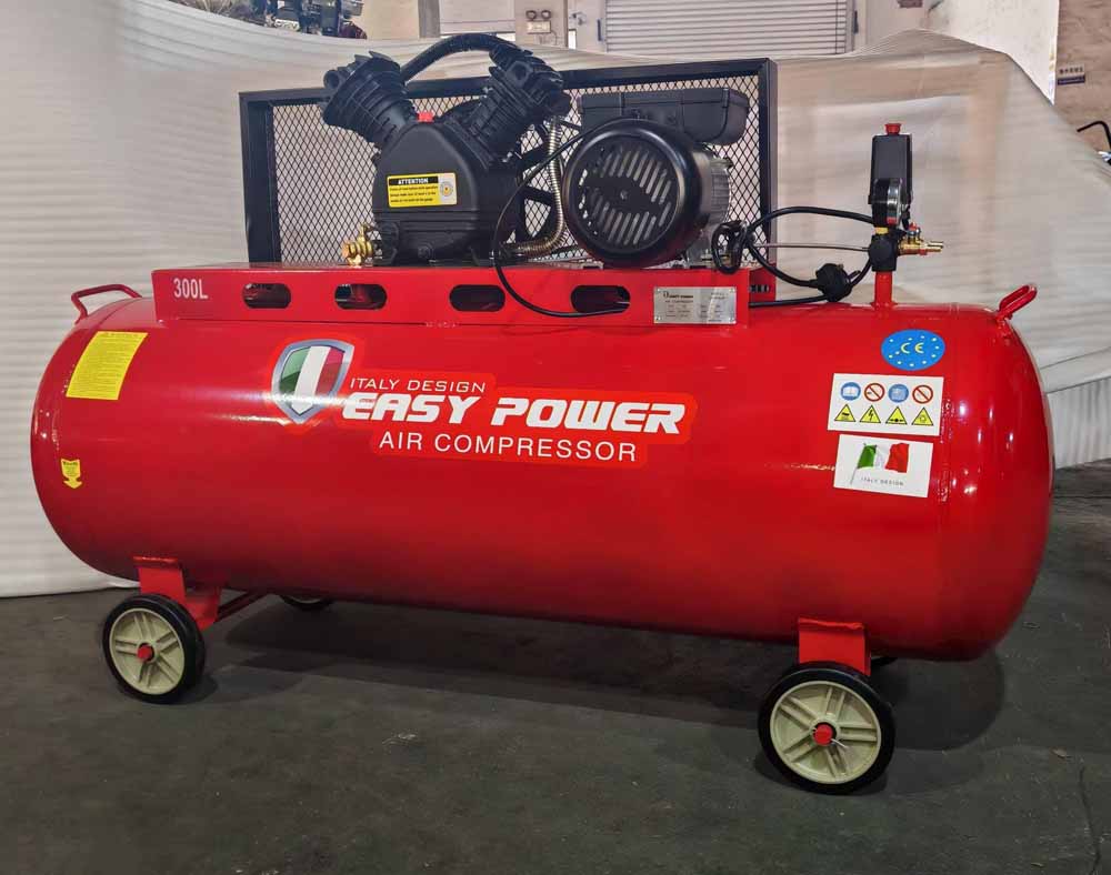Electric Air Compressor Uganda. Air Compressor Electric Motor 4HP 300 Litres Tank Double Piston Italian Design for Sale in Kampala Uganda. Machine World Uganda, Leading Air Compressors Company in Uganda: Supplier, Importer, Distributor, Assembler and Installer of Domestic and Industrial Air Compression Equipment in Kampala-Uganda, East Africa: Kigali-Rwanda, Nairobi-Mombasa-Kenya, Juba-South Sudan, DRC-Congo, Tanzania. Machinery Uganda